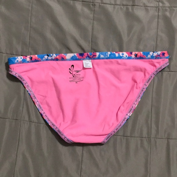 Speedo Missy Franklin Bikini Set Hot Pink/Orange/Blue Floral, L/XL - Picture 3 of 4